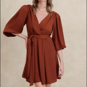 Elegant Rust Wrap Dress